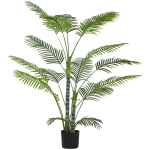 HOMCOM Artificial palm with 16 plastic leaves, UV-resistant artificial plant with plastic pot, for indoor and outdoor use, Green