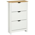 HOMCOM Shoe cabinet shoe rack shoe storage, 3 compartments, 18 pairs of shoes,  72 cm x 26 cm x 112 cm, White + Brown