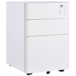 Vinsetto Fiset de Birou 3 Sertare si Incuietoare Serratura, Fiset pentru Birou cu Roti din Otel, 39x48x59cm, Alb