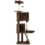 PawHut Arbre à Griffer pour Chats 160 cm avec Plateformes Lit 2 Cavités Hamac Échelle Poteaux en Sisal Marron