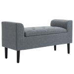 HOMCOM Storage Bench, Upholstered Bench, Load Capacity up to 130 kg, Linen Look, Rubberwood, 116 x 44 x 58 cm, Light Grey