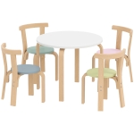 AIYAPLAY Ensemble table et chaises 5 pièces pour enfant, bois massif léger, multicolore