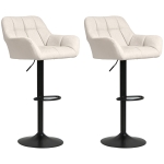 HOMCOM Bar Stools 2-Piece Set Retro Design Adjustable Height Faux Leather Linen-Look Cream + Black