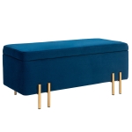HOMCOM Storage bench, upholstered bench with storage, metal, rubberwood, foam, 100 x 40 x 42 cm, dark blue