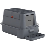 PawHut Bac à litière pour chats XL en acier inoxydable avec couvercle rabattable 180° Parois hautes Pédale Pelle Gris foncé