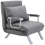 HOMCOM Recliner Armchair Lounge Chair, Reclining Function, Guest Bed, 65 cm x 69 cm x 80 cm, Gray