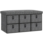 HOMCOM Padded Shoe Bench, 6 Shoe Compartments, MDF Frame, Linen-look, Gray
