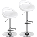 HOMCOM Set 2 Scaune de Bar Rotative cu Suport pentru Picioare și Înălțime Reglabilă, 46x41x76-96 cm, Alb