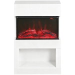 HOMCOM Cheminée électrique, 2 niveaux de chauffage, 6 couleurs de flammes, thermostat, télécommande, Blanc