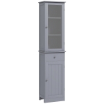 Kleankin Mobilier de Baie cu Spațiu de Depozitare Transparent, Dulăpior, Sertar și Rafturi Reglabile, 40x27x171,5 cm, Gri