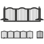 PawHut Dog Gate Freestanding Safety Gate with Feet, Folding Dog Gate, 5 Panels, 261.5 x 29.5 x 61 cm, Black