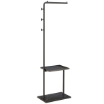 HOMCOM Cuier de Podea în Formă de C cu 3 Cârlige, Bază din piatră și Picioare Antiderapante, 45x28x148 cm, Negru