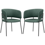 HOMCOM Set de Scaune, Scaune de Bucătărie Tapițate Moderne din Catifea cu Spate, Cotieră și Picioare Metalice, 57x53x73 cm, Verde