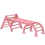 AIYAPLAY Struttura da arrampicata per interni 5 in 1, pieghevole, con scivolo, arco da arrampicata, Rosa