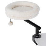 PawHut katten-bureaubed, kattenbed voor op het bureau met 360° draaibaar ontwerp, verstelbare hoogte, ligbed met afneembaar machinewasbaar kussen, voor katten tot 6 kg, thuiskantoor, Crèmewit