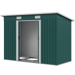 Outsunny Capanno da Giardino con 2 Porte Scorrevoli e Tetto Inclinato in Lamiera d'Acciaio, 261x133x182cm, Verde