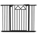 PawHut Barrera para Mascotas Extensible con Cierre Automático y Sistema de Doble Bloqueo 74-100x76 cm Negro
