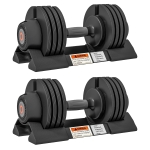 SPORTNOW Set de Gantere Reglabile, Set de Greutăți 4-în-1 cu Suport și Mâner Antiderapant, 33x16x16 cm, Negru