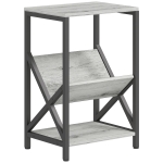 HOMCOM Narrow side table, end table 3-tier storage, V-shaped magazine rack, steel frame, 40x30x61cm, dark gray