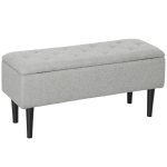 HOMCOM Banco de Armazenamento em Borrego Capacidade 47L Tampa Abatível e Pés de Madeira de Borracha Carga 120 kg 95x38x45 cm Cinza