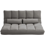 HOMCOM Canapé bas 2 en 1 avec dossier inclinable sur 7 niveaux et coussins, 130x73x60 cm, Gris charbon