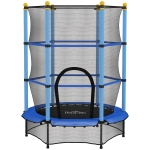 HOMCOM Trambolină Elastică pentru Copii cu Plasă de Siguranță și Țevi Căptușite, Vârstă 3-10 Ani, Ø140x190 cm, Albastru