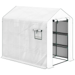 Outsunny Estufa de Jardim 3 m² com 3 Prateleiras Pe 135 g/m² Anti-Uv Porta Enrolável e Janelas em Tela