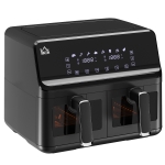 HOMCOM 8L Family Size Air Fryer Oven with Dual Baskets, Digital Air Fryer with 8 Presets, Recipe Cookbook, 60-Minute Timer for Oil Free & Low Fat Healthy Cooking, 2500W, Black