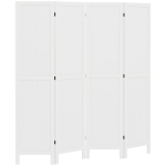 HOMCOM Biombo de Madeira 4 Painéis Dobrável 160x170 cm Branco