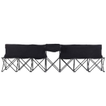 Outsunny 6 Seat Folding Sports Bench Portable Sports Team Bench Spectator Chair with Cooler Bag and Carrying Bag for Outdoor Picnic Camping - Black