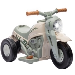 AIYAPLAY Moto Elétrica Infantil 2-5 Anos 3 Rodas 6V Bolhas Luzes e Sons 80x36x43,5 cm Creme e Verde