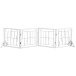 PawHut Barreira para Cães Barreira Dobrável de 4 Painéis 280x44x70 cm Branco