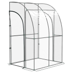 Outsunny Estufa Encostada de Jardim 2 Portas Enroláveis 143x118x212 cm Aço e Pvc Transparente