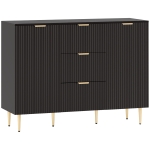 HOMCOM Aparador para Sala 120x40x90 cm 3 Gavetas Prateleiras Reguláveis Portas Caneladas Preto