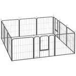 PawHut Parque para Animais de Estimação com 12 Painéis 56x60 cm Dobrável em Aço com 2 Portas Preto