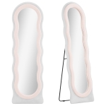 HOMCOM Wavy Velvet-Feel Full Length Mirror - Pink