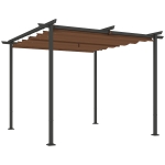 Outsunny Pérgola Retrátil 3x3 m em Poliéster 180 g/m² Upf30 Castanho
