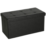 HOMCOM Storage Ottoman Bench, 89L PU Leather Folding Foot Rest Stool, End of Bed Bench, Easy Assembly, for Living Room, Bedroom, Entryway, Black