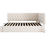 Daybed Upholstered Single Sofa Bed with Hydraulic Ottoman Storage, Bed Frame with Reversible Headboard, 196L x 100W x 77H cm, Beige