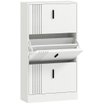 HOMCOM Sapateira 3 Portas 18 Pares Branco 63x24x117 cm