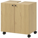 HOMCOM Meuble sous-vasque 3 niveaux avec roulettes – Bois naturel