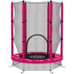 AIYAPLAY 4.6ft Toddler Trampoline w/ Safety Enclosure Net, for Indoor Outdoor Use, Ages 3-6 Years, Pink