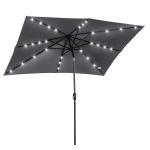 Outsunny Parasol de jardin Parasol droit 3 x 2 m lumineux rectangulaire inclinable avec LED solaire acier polyester haute densité gris
