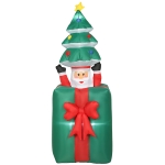 Outsunny Opblaasbare kerstdecoratie met LED-lampjes, polyester, voor binnen en buiten, Rood+Groen