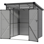 Outsunny Abri de jardin en polypropylène 3,24 m² cabane de jardin avec double porte et fenêtres, 190 x 191 x 215 cm, gris