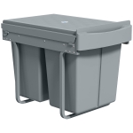 HOMCOM Cubo de Basura bajo Fregadero 2 Contenedores de Reciclaje Extraíble 2 x 20 L Deslizamiento Suave Gris