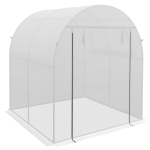Serre portable Outsunny - Cadre acier & housse plastique 1,8 x 1,8 x 2 m - Blanc