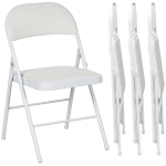 HOMCOM Conjunto de 4 Cadeiras Dobráveis com Encosto e Estrutura de Aço para Sala de Estar escritório Estúdio 45x46x78 cm Branco