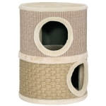 PawHut Barril Rascador para Gatos de 2 Niveles Altura 49 cm Tonel de Escalada con Cama Cubierto de Sisal Caqui y Café