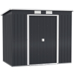 Outsunny Storage shed with ventilation windows, sliding doors, galvanized steel, 213 x 130 x 172 cm, Dark gray